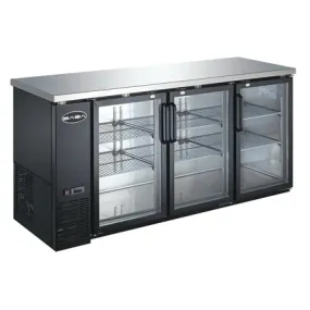 SABA SBB-24-72G, Three Door 72" Refrigerated Back Bar Cooler, Glass Swing Door