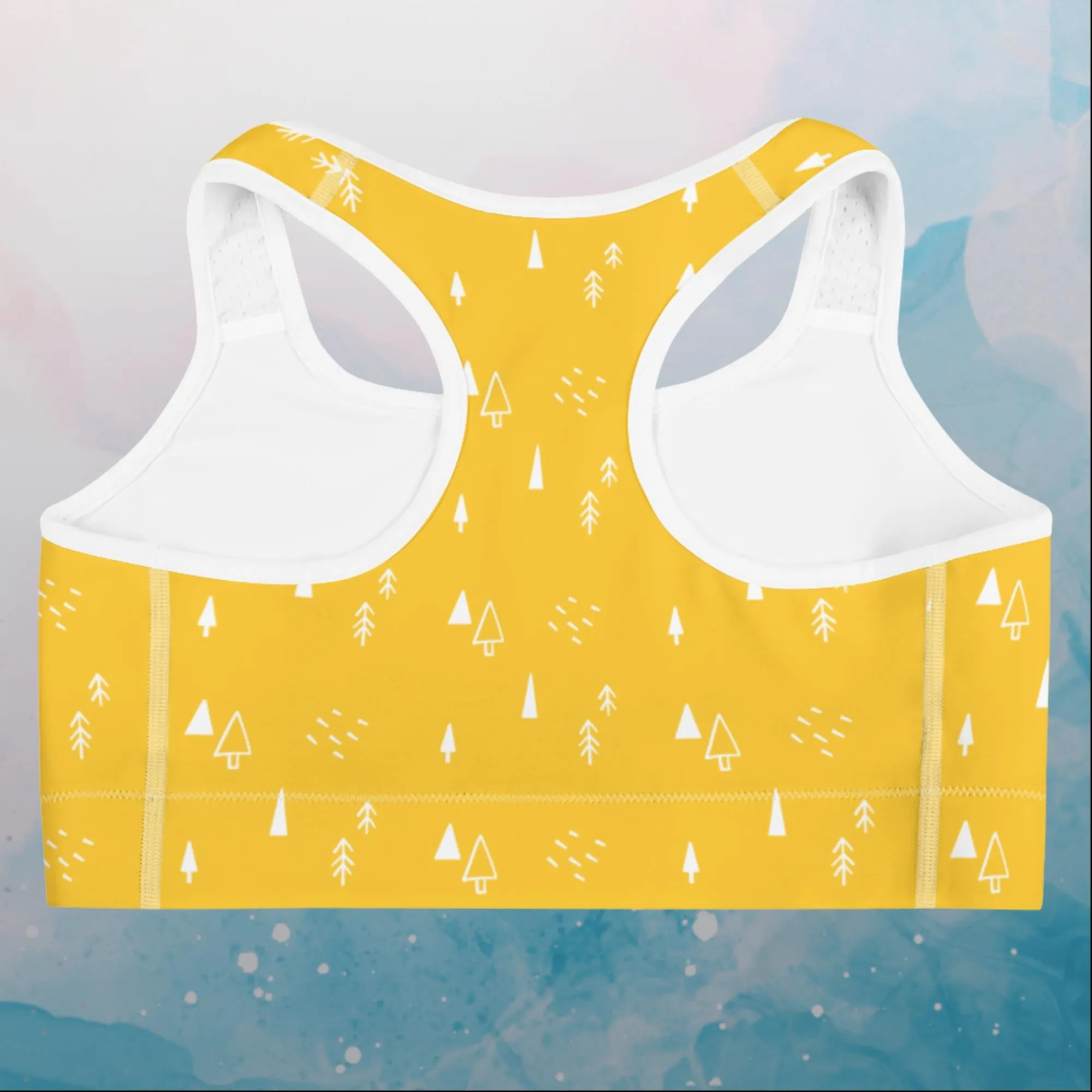Scandinavian Forest Yellow Sports Bra