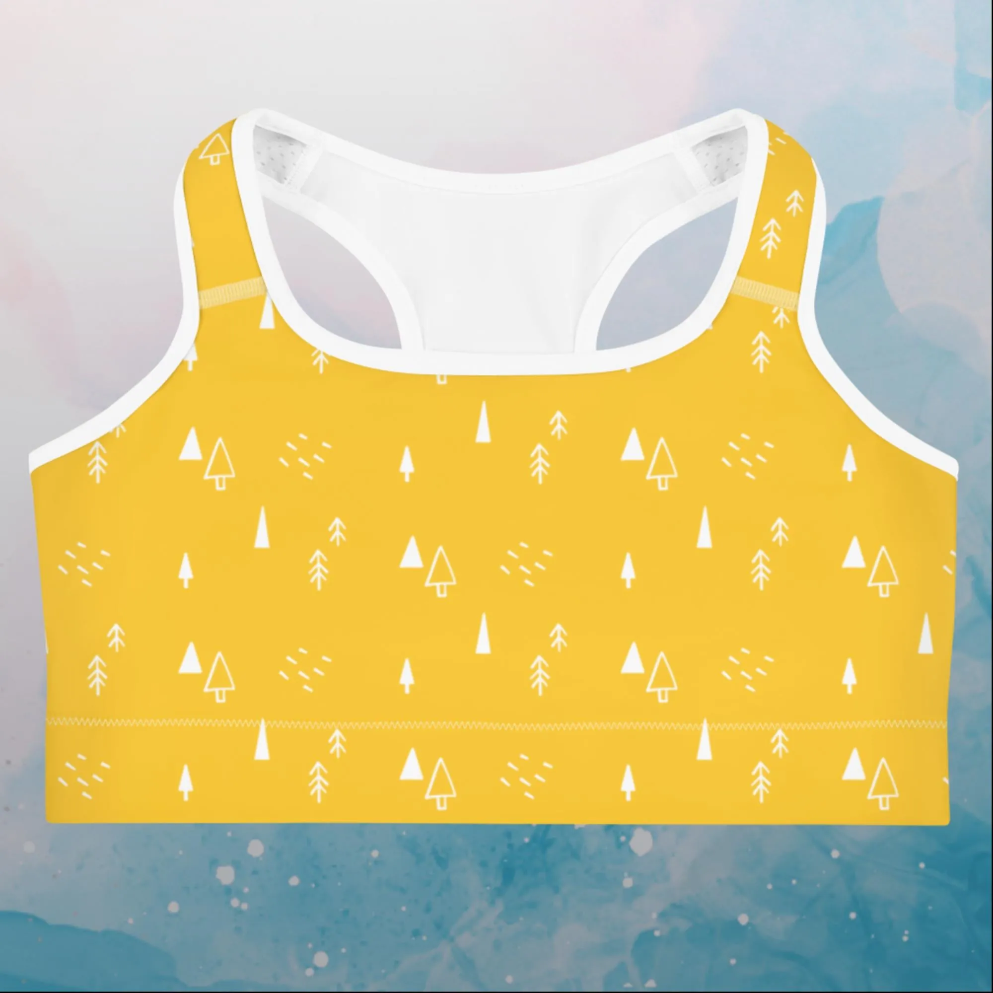 Scandinavian Forest Yellow Sports Bra