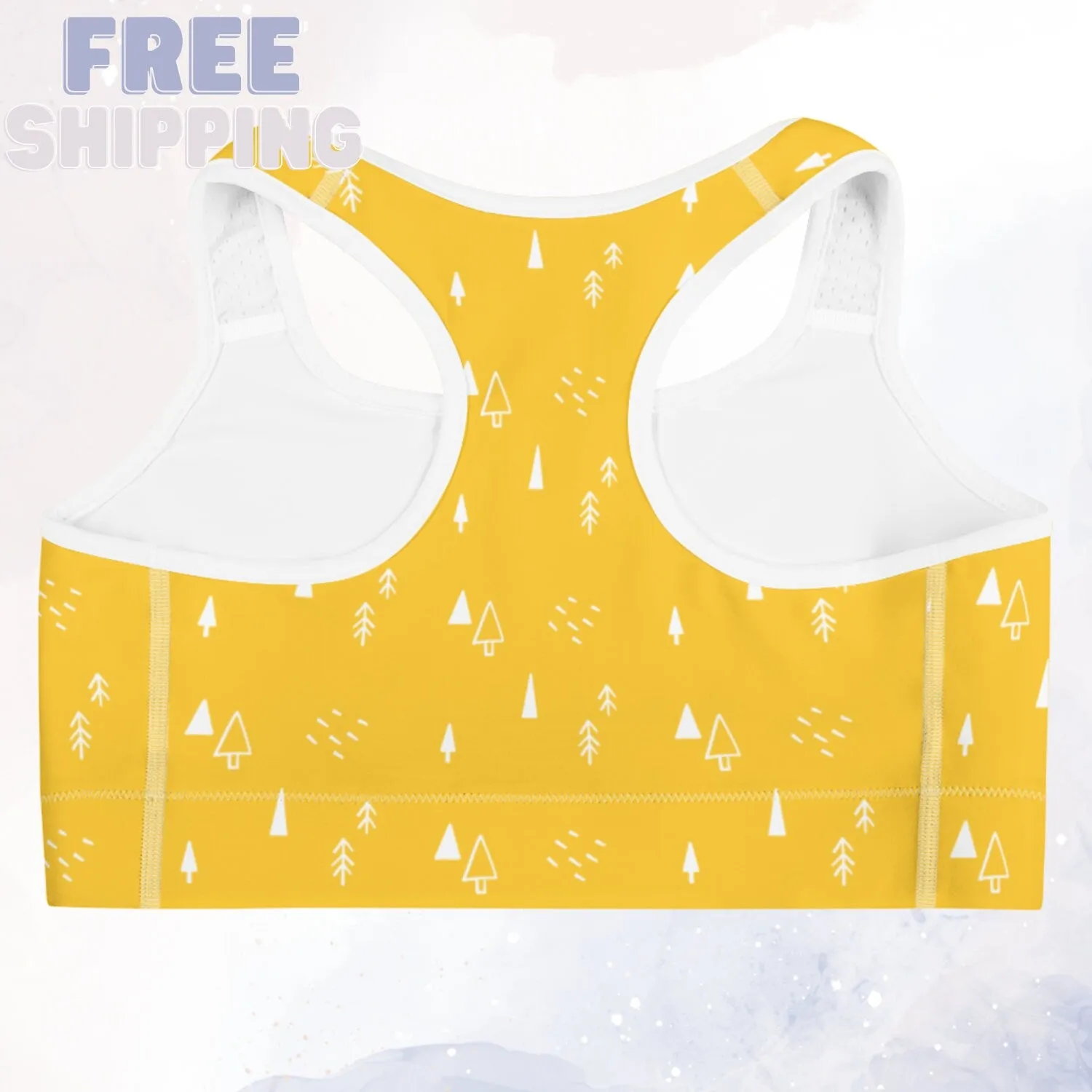 Scandinavian Forest Yellow Sports Bra