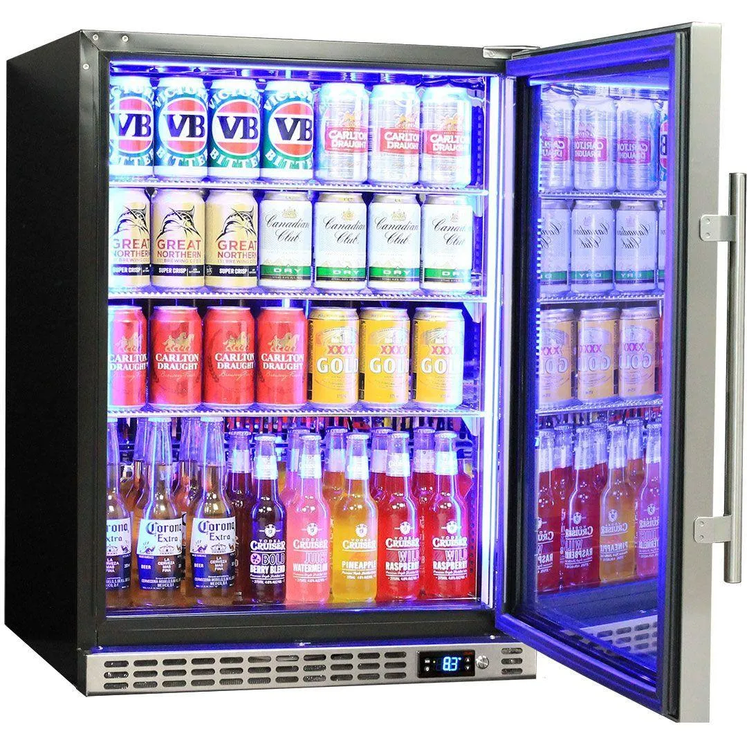 Schmick 164 Litre Single Heated Glass Door Stainless Steel Under Bench Bar Fridge - SK156-HD