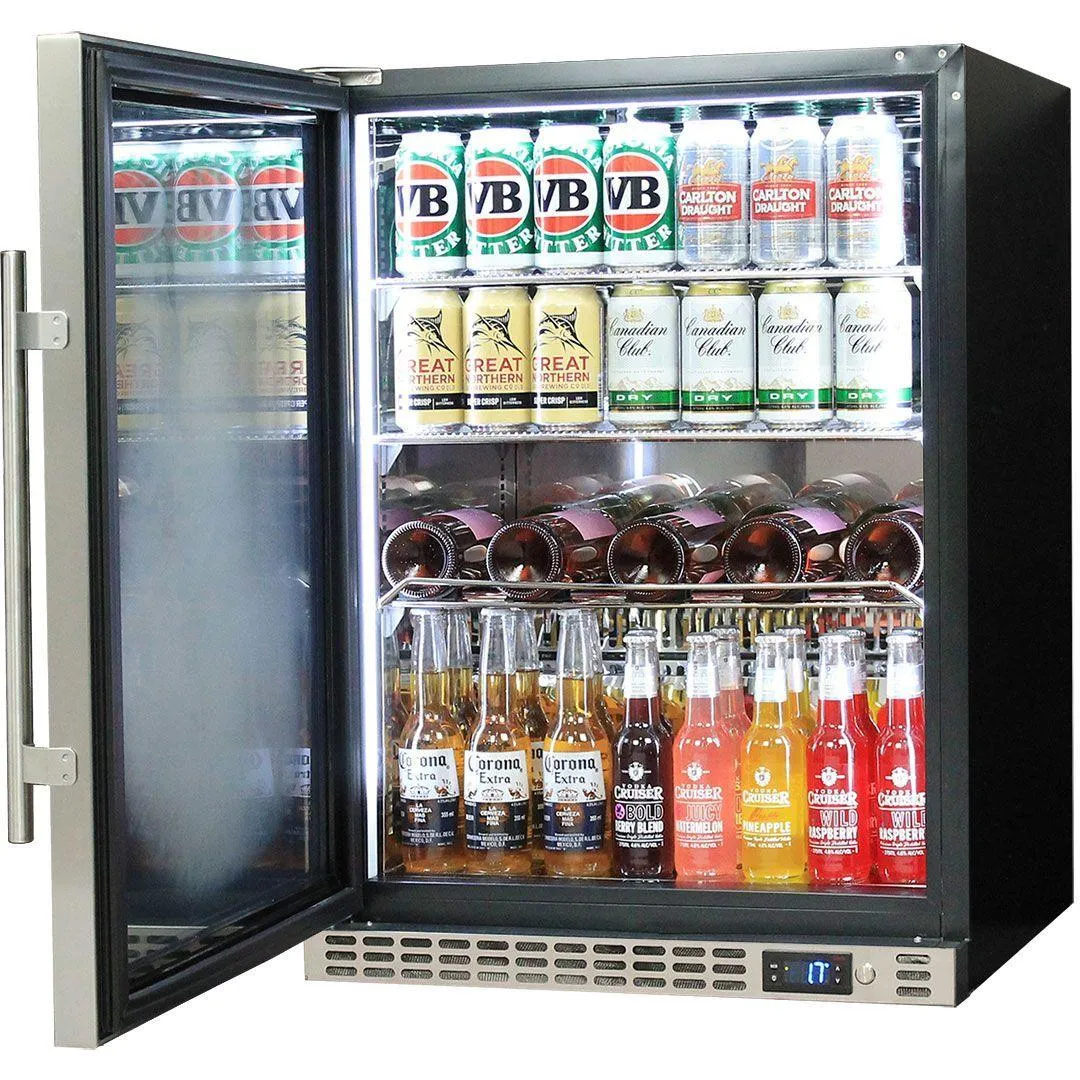 Schmick 164 Litre Single Heated Glass Door Stainless Steel Under Bench Bar Fridge - SK156-HD