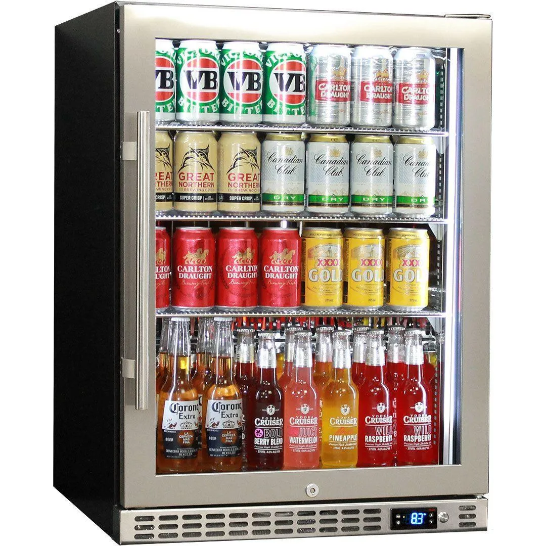 Schmick 164 Litre Single Heated Glass Door Stainless Steel Under Bench Bar Fridge - SK156-HD