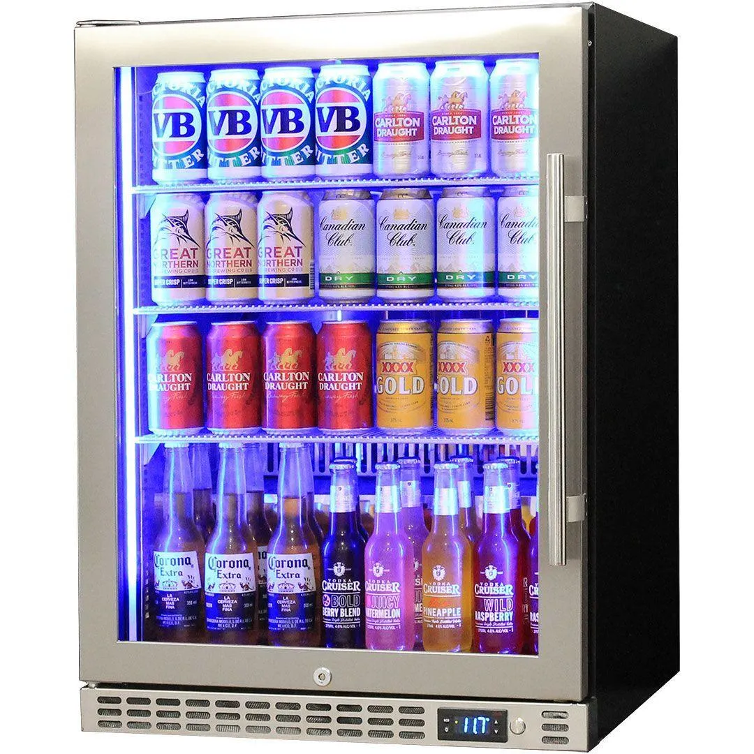 Schmick 164 Litre Single Heated Glass Door Stainless Steel Under Bench Bar Fridge - SK156-HD