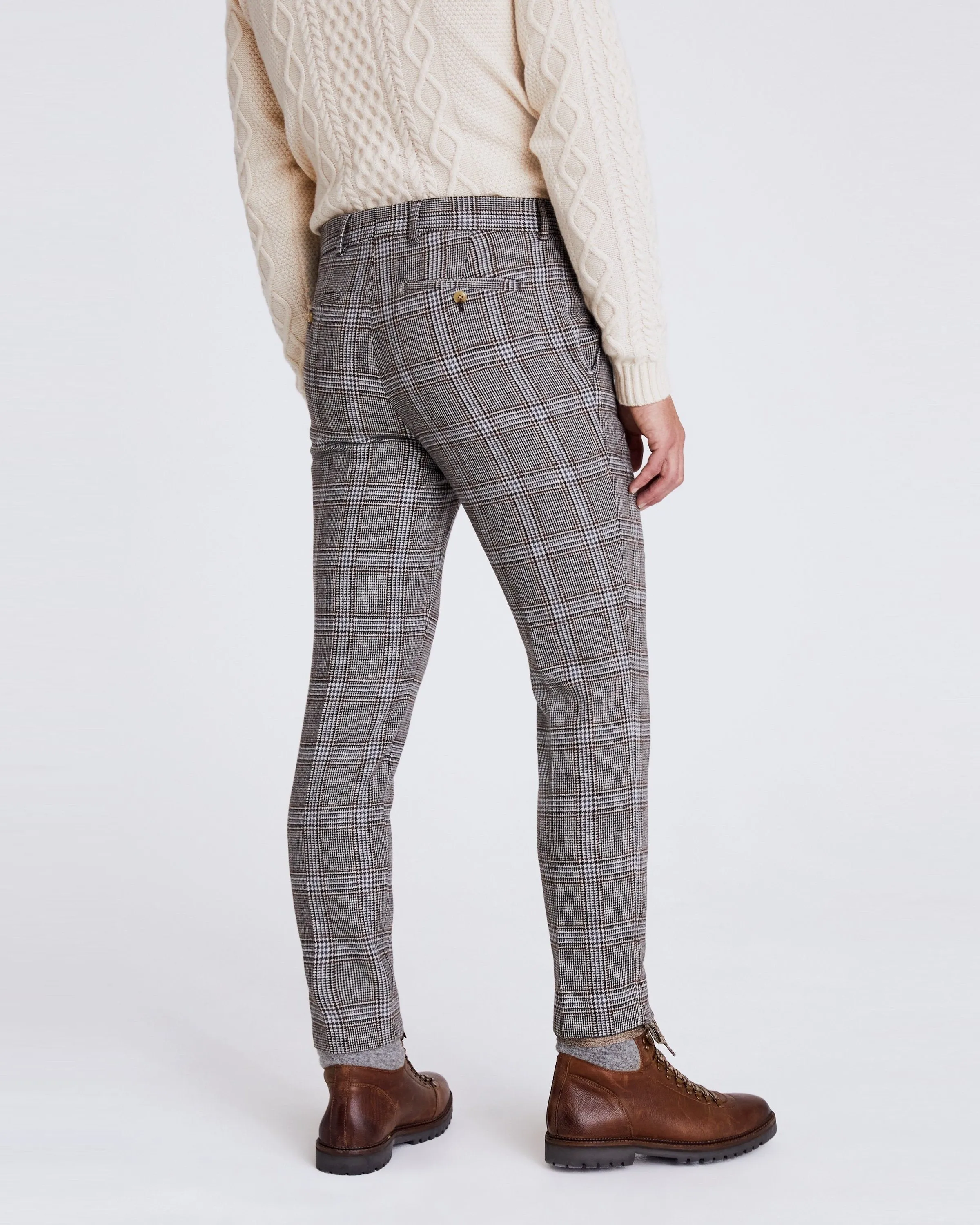 Slim Fit Tobacco Check Tweed Trouser