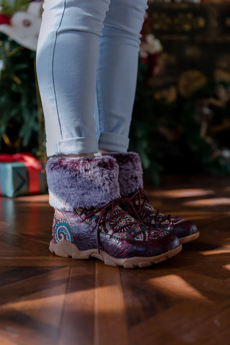 SOFFIA | ANKLE FUR  LACE UP LEATHER COMBAT BOOT