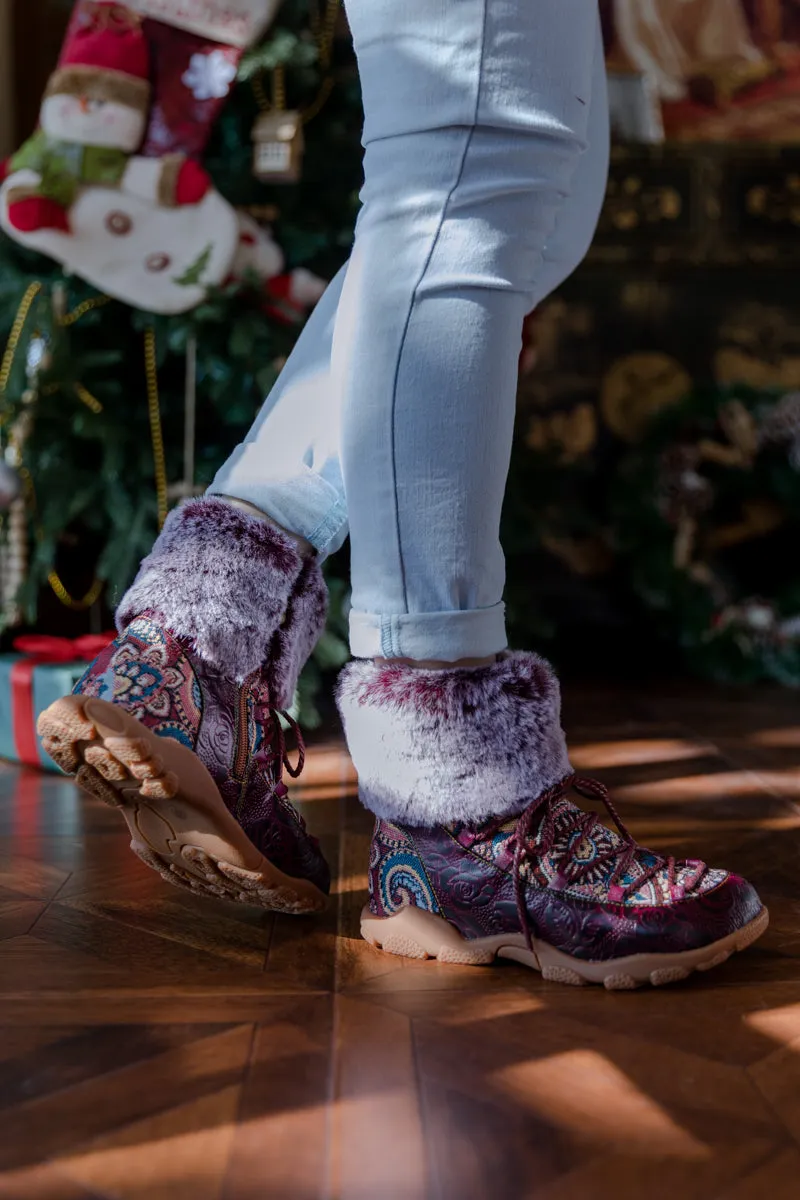 SOFFIA | ANKLE FUR  LACE UP LEATHER COMBAT BOOT