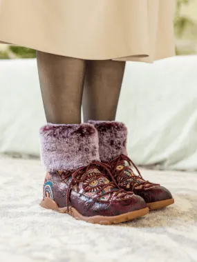SOFFIA | ANKLE FUR  LACE UP LEATHER COMBAT BOOT