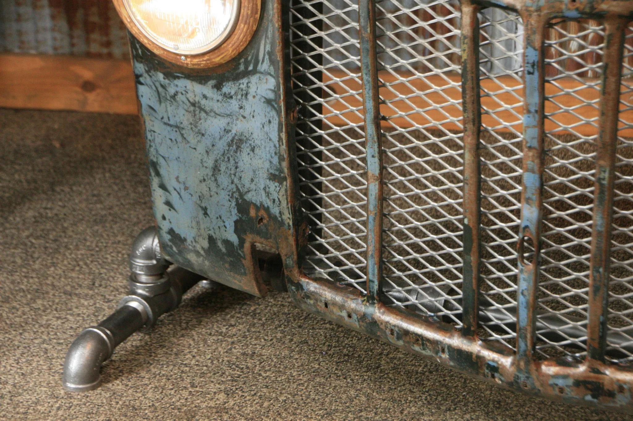 Steampunk Industrial, Antique 1940's Ford Grille Console Table Stand, #851 - SOLD