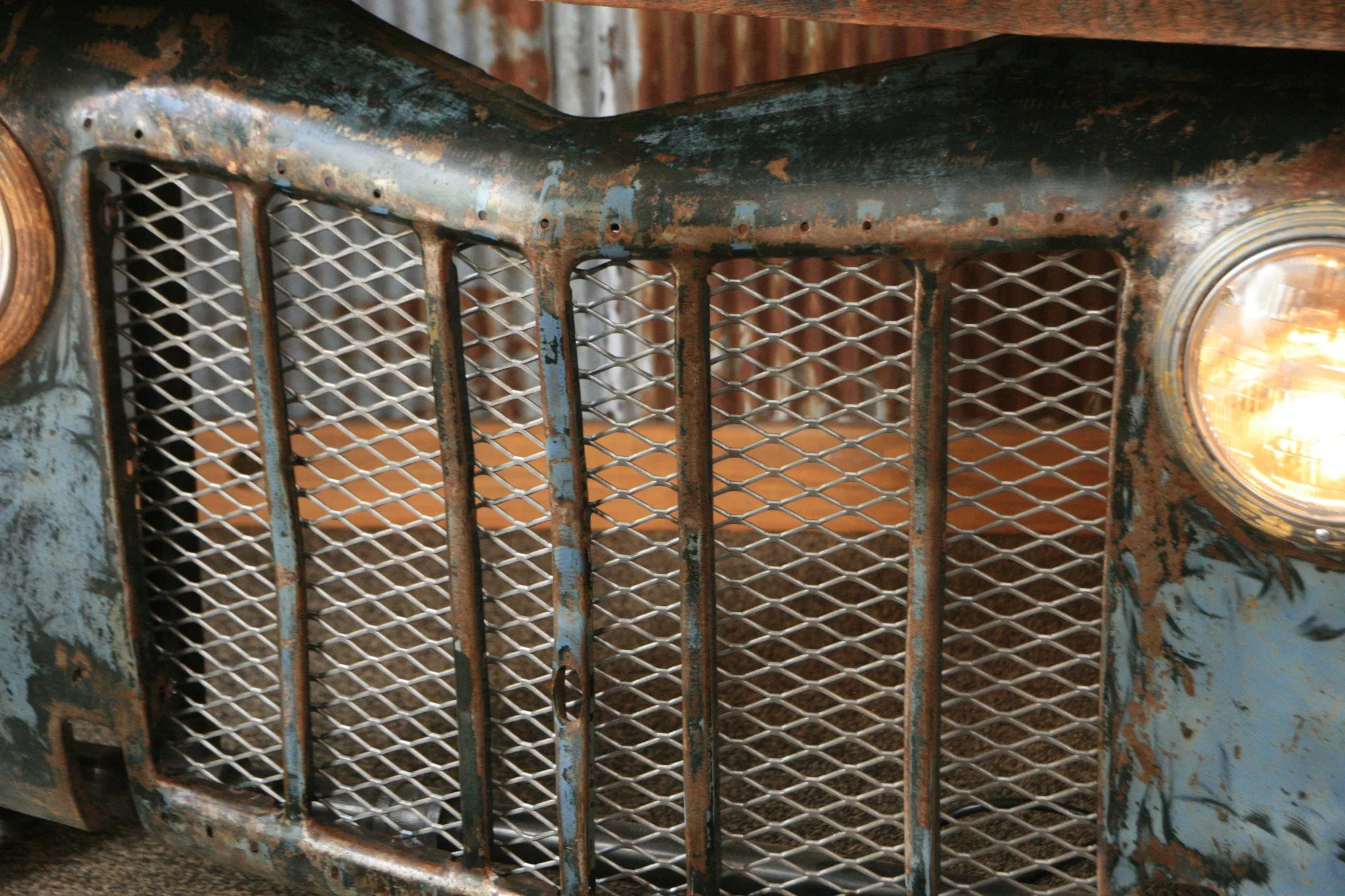 Steampunk Industrial, Antique 1940's Ford Grille Console Table Stand, #851 - SOLD