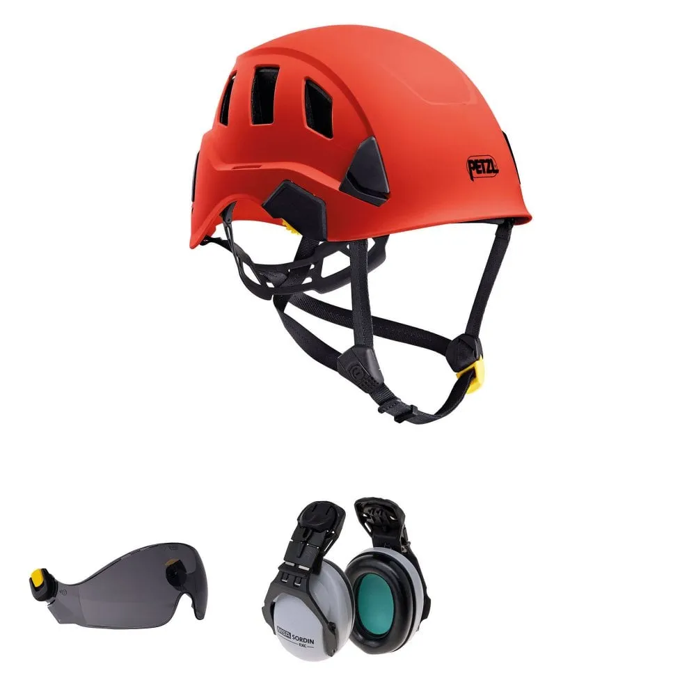 Strato Vent Chainsaw Helmet Vizir & Ear Defenders Red
