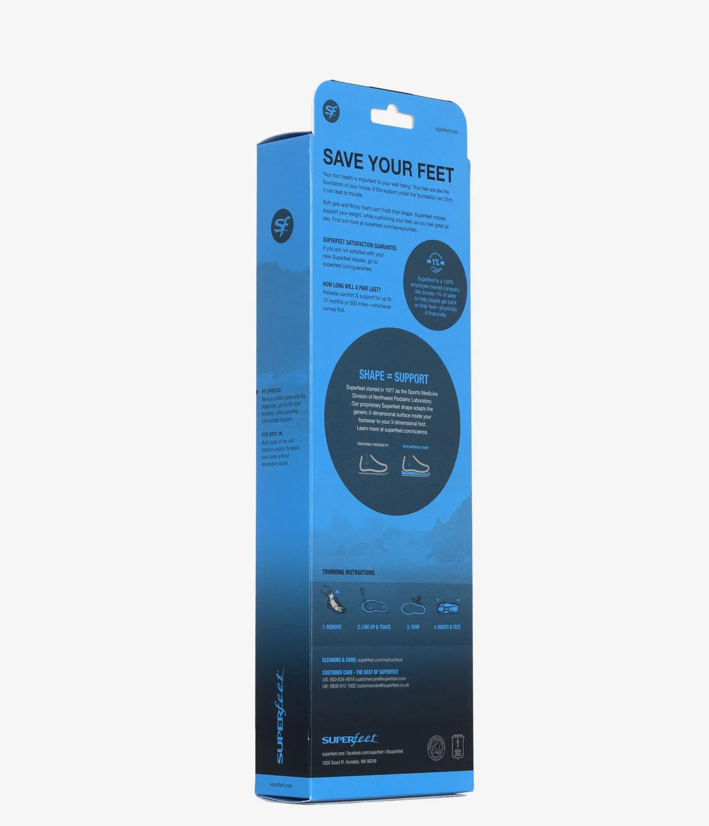 Superfeet All-Purpose Support Medium Arch Insoles (Blue)