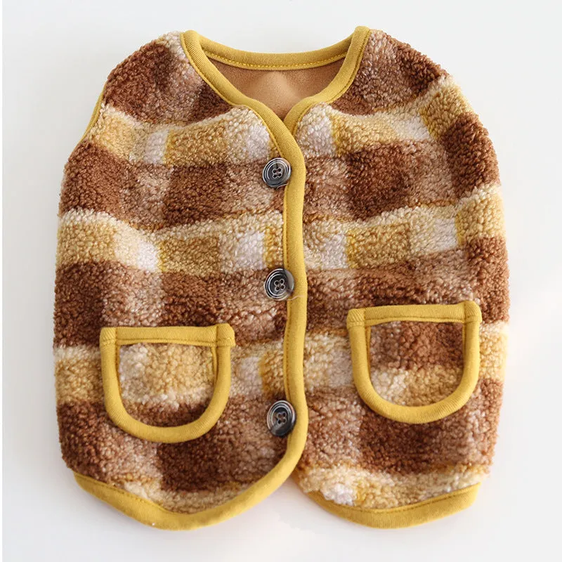 Windproof  Fleece Plaid Dog Vest