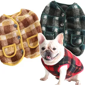 Windproof  Fleece Plaid Dog Vest