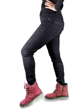 Women's All Season All Purpose Super Stretch Skinny-Fit Button Closure Denim Jeggings (Black)