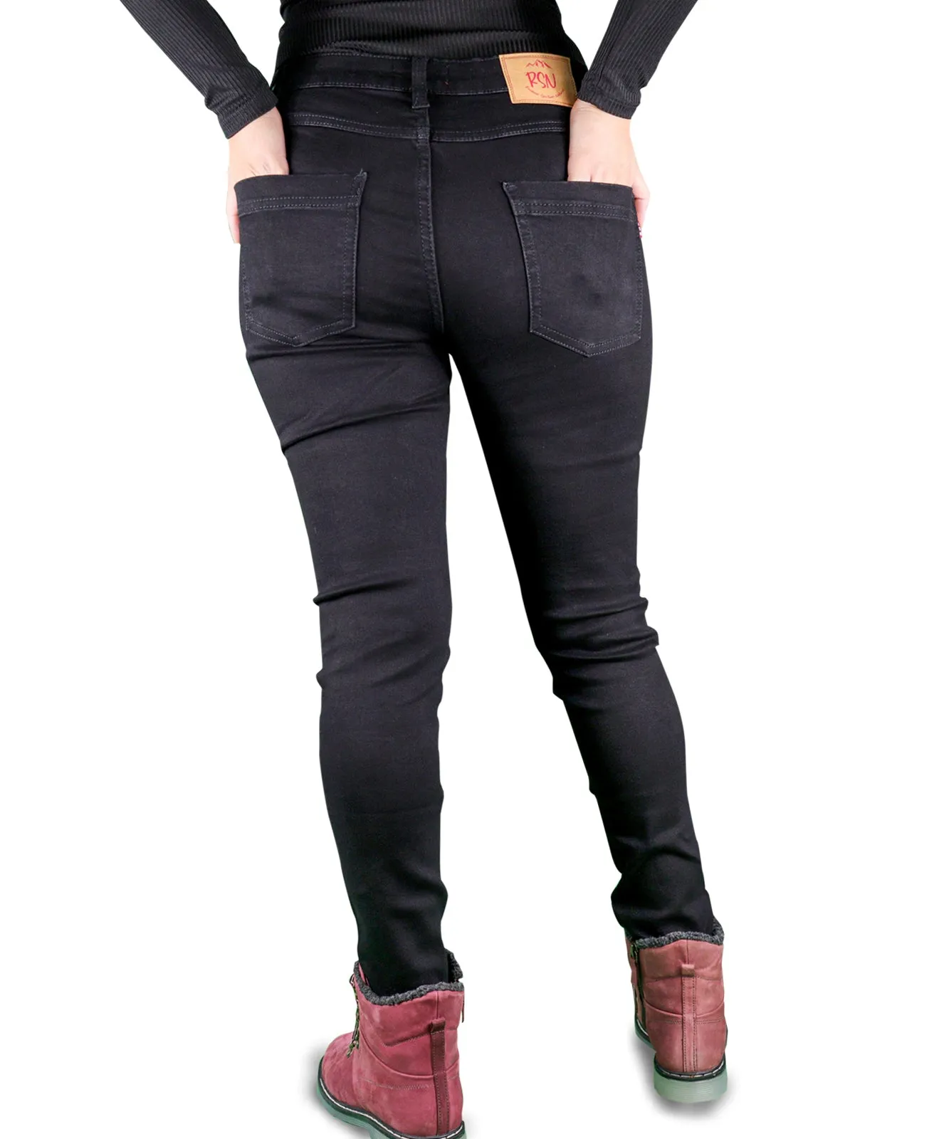 Women's All Season All Purpose Super Stretch Skinny-Fit Button Closure Denim Jeggings (Black)