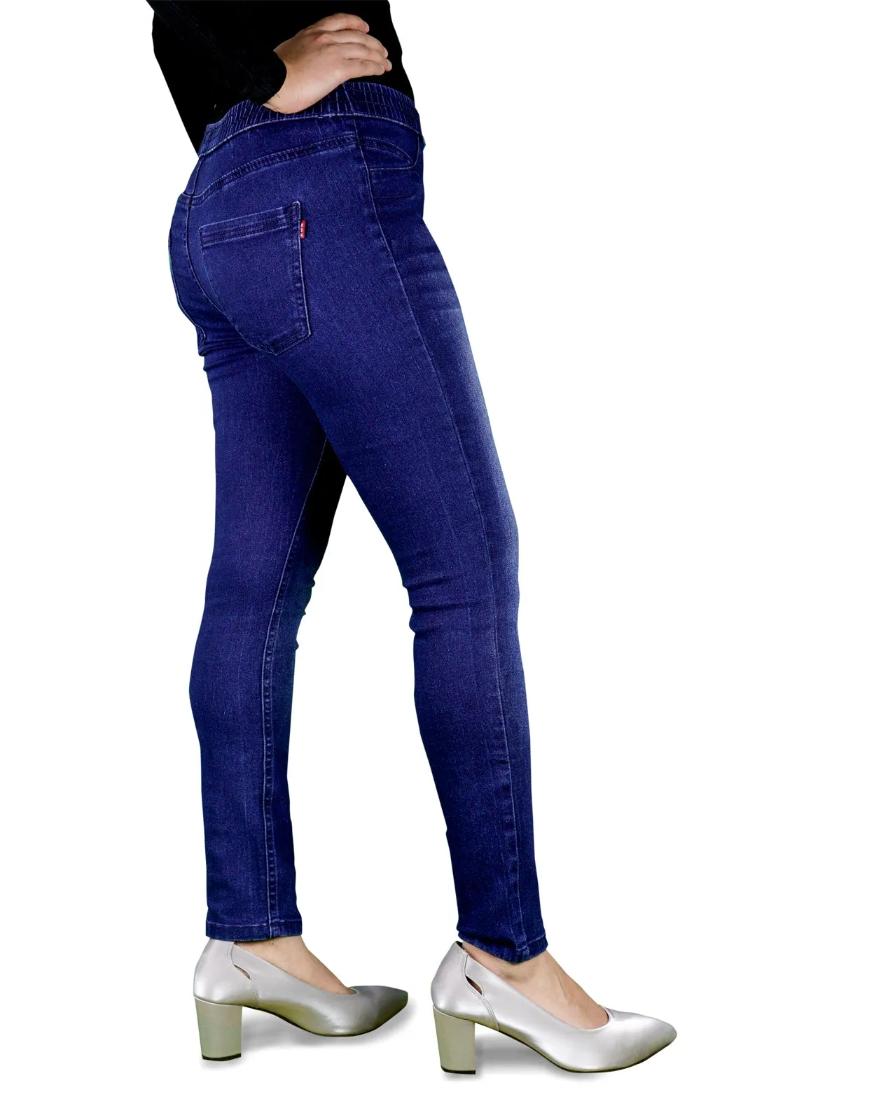 Women's Super Stretchy Skinny Fit Pull-On Closure Denim Jeggings (Dark Navy)